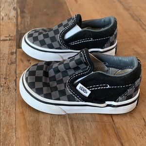 Toddler Vans Black/Gray slip-on; Gently used  3.5